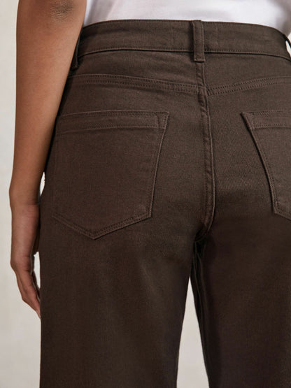 Petite Mid-Rise Straight-Leg Jeans in Chocolate Women | Reiss