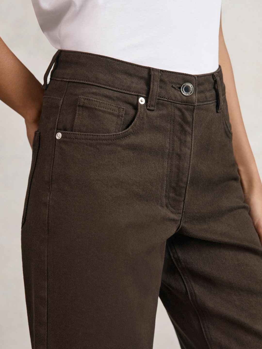 Petite Mid-Rise Straight-Leg Jeans in Chocolate Women | Reiss
