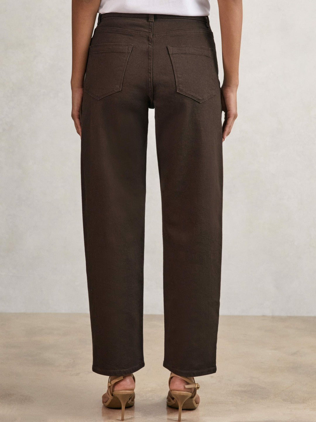 Petite Mid-Rise Straight-Leg Jeans in Chocolate Women | Reiss