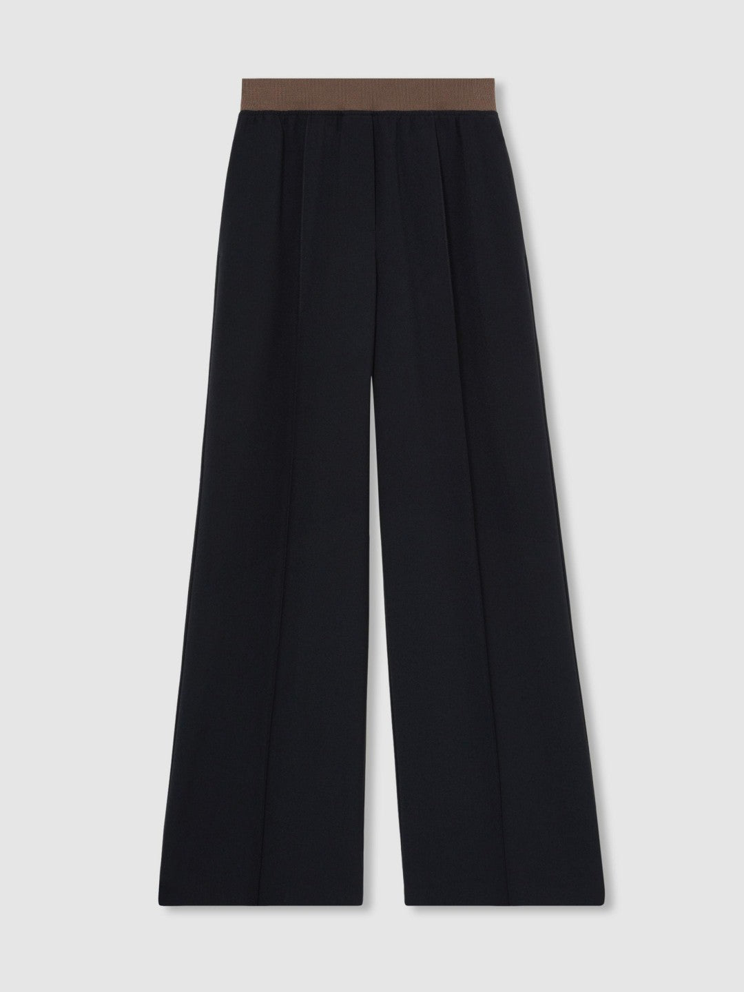 Petite Wide-Leg Elasticated-Waist Trousers in Navy Women | Reiss