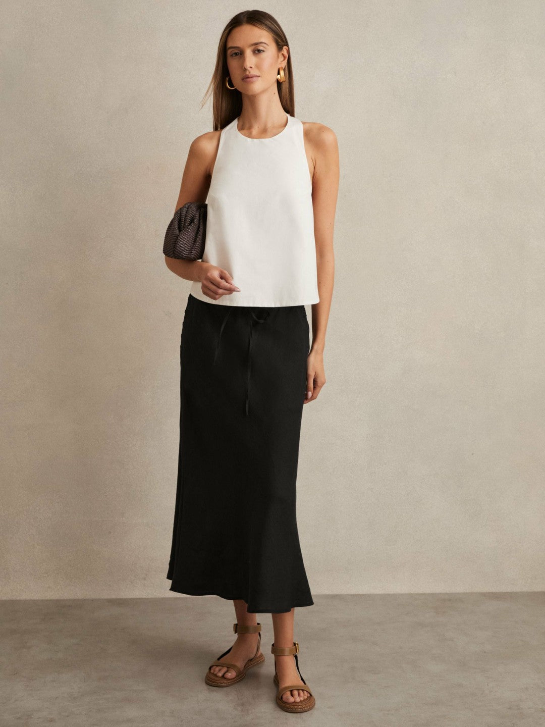 Slip Midi Skirt in Black Women | Reiss