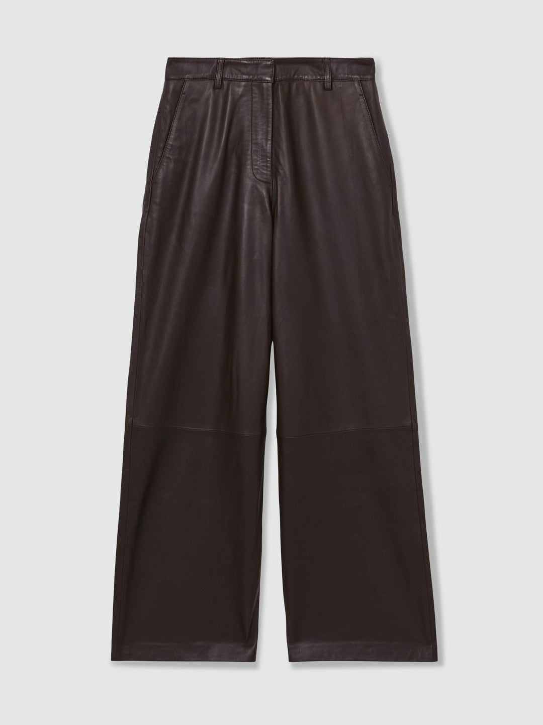 Leather Wide Leg Trousers in Chocolate Women | Reiss