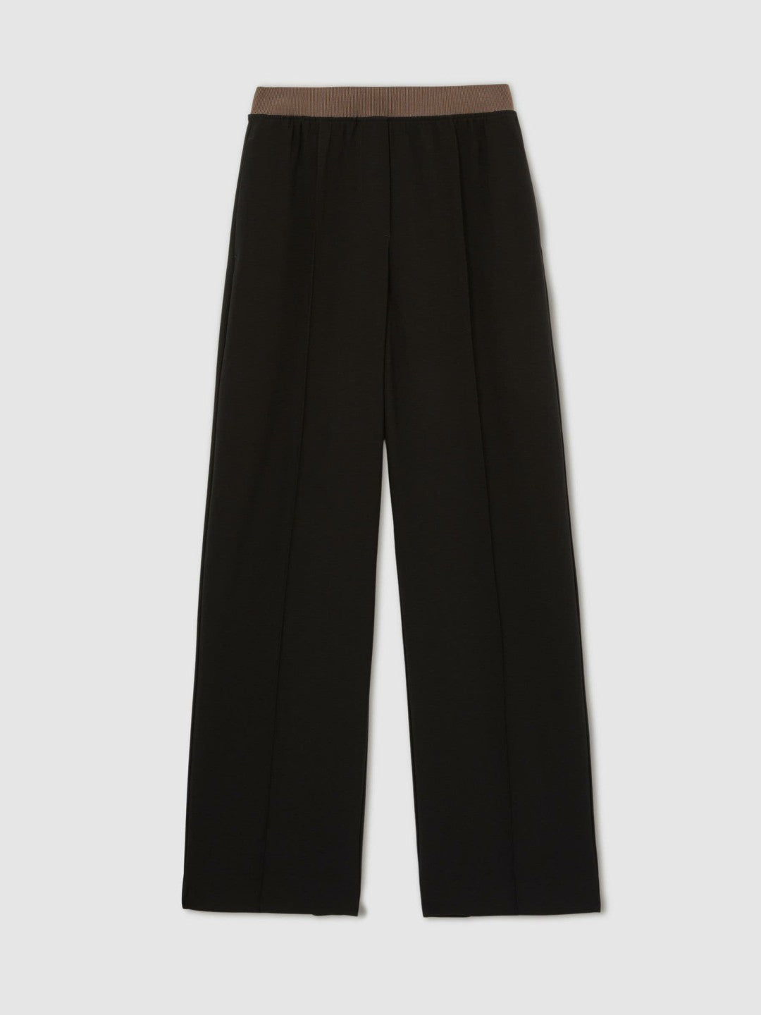 Petite Wide-Leg Elasticated-Waist Trousers in Black Women | Reiss