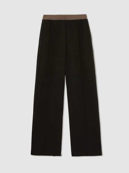 Petite Wide-Leg Elasticated-Waist Trousers in Black Women | Reiss