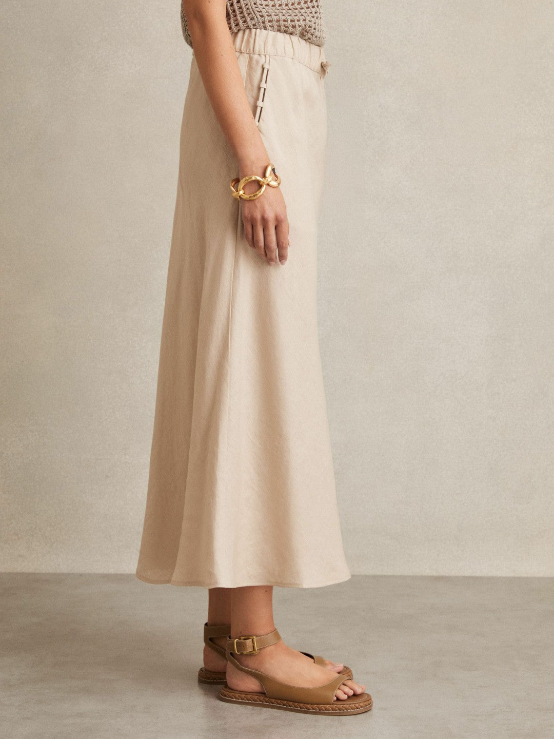 Slip Midi Skirt in Neutral Women | Reiss