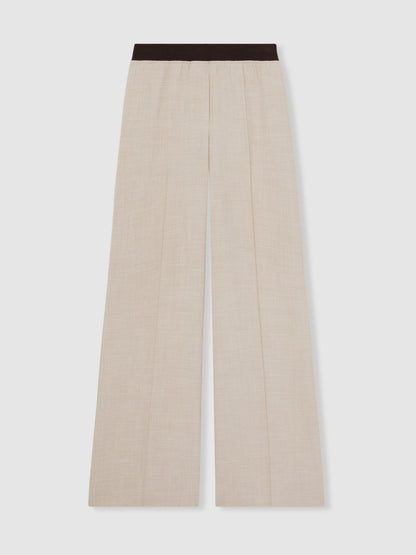 Wide-Leg Elasticated-Waist Trousers in Neutral Women | Reiss