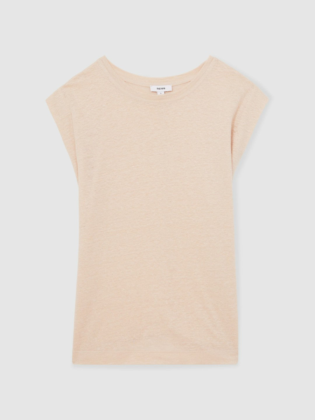 Linen Cap-Sleeve T-Shirt in Peach Women | Reiss