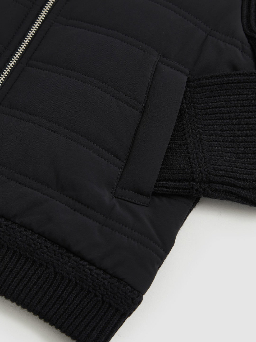 3-9 yrs Hybrid Quilt and Knit Zip Through Jacket in Navy Children & Baby | Reiss