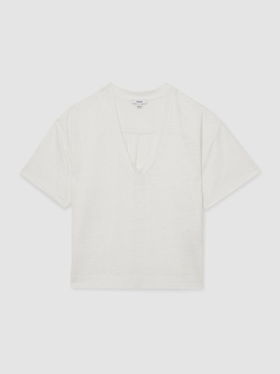 Linen V-Neck T-Shirt in White Women | Reiss