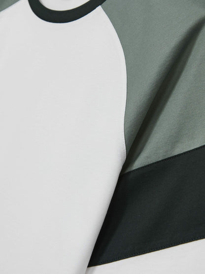 Mercerised-Cotton Colourblock T-Shirt in White/Sage Men | Reiss