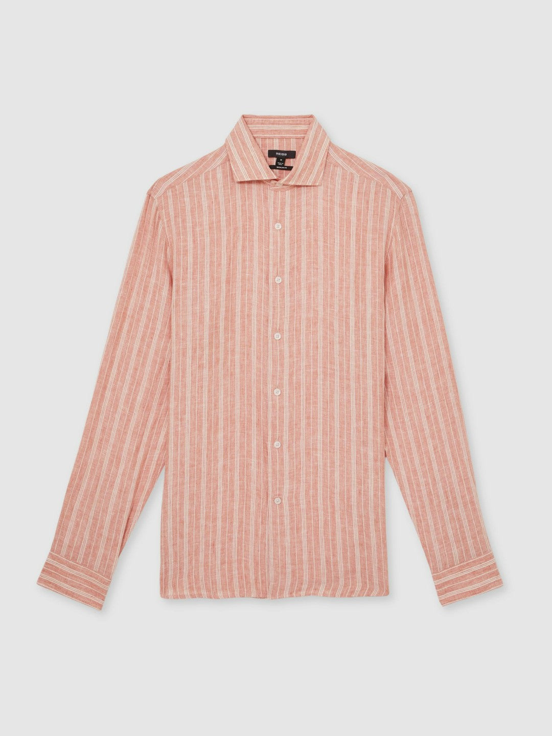 Linen Striped Long Sleeve Shirt in Pink Rose/White Bengal Stripe Men | Reiss