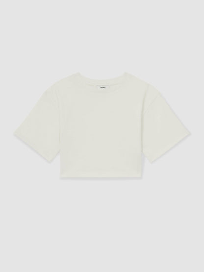 4-9 yrs Oversize Cotton Cropped T-Shirt in Ivory Children & Baby | Reiss