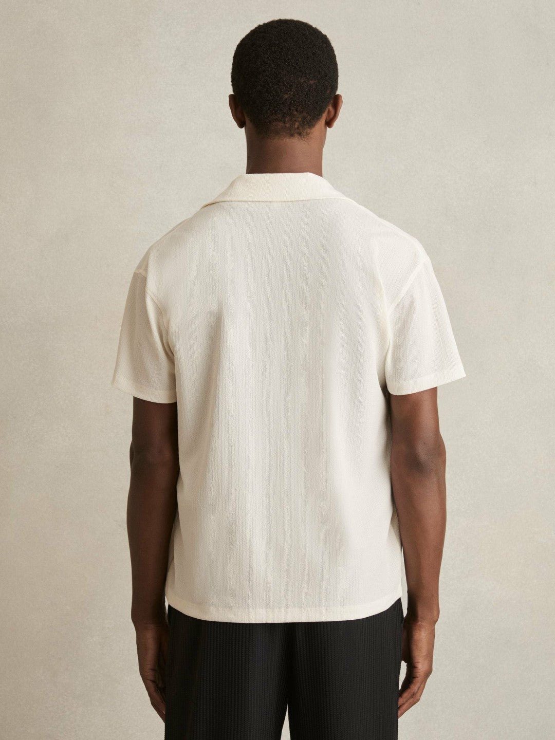 Graphic Print Cuban-Collar Shirt in White Men | Reiss