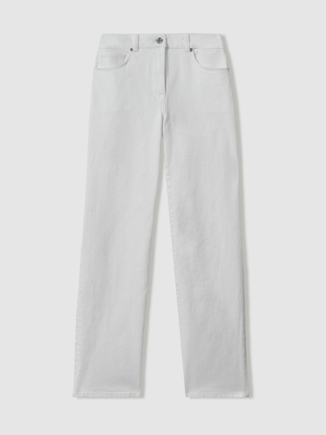 Petite Mid-Rise Straight-Leg Jeans in White Women | Reiss