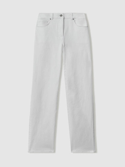Petite Mid-Rise Straight-Leg Jeans in White Women | Reiss