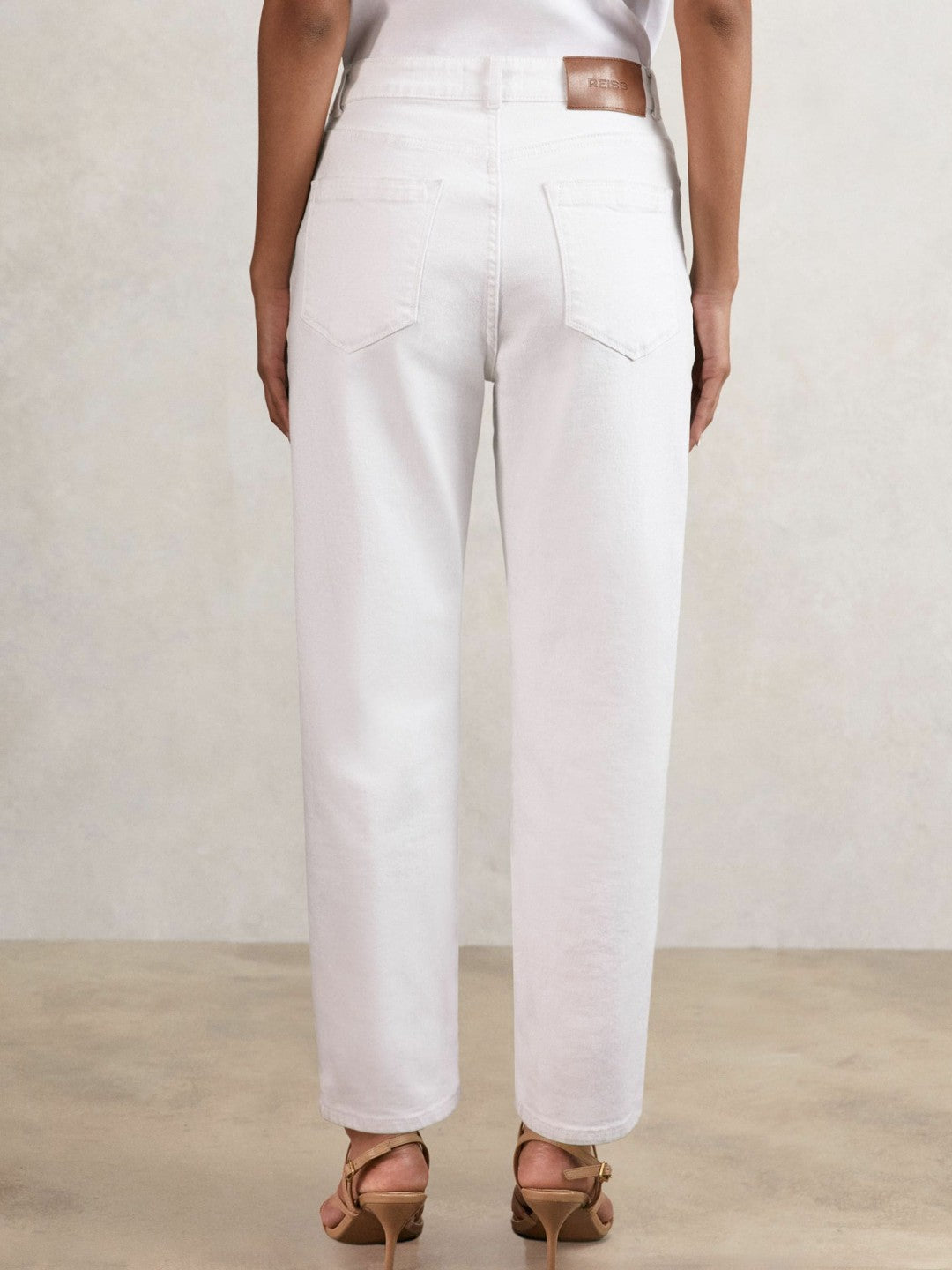Petite Mid-Rise Straight-Leg Jeans in White Women | Reiss