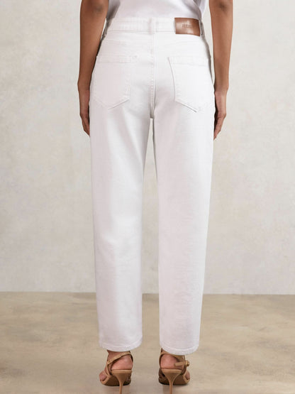Petite Mid-Rise Straight-Leg Jeans in White Women | Reiss