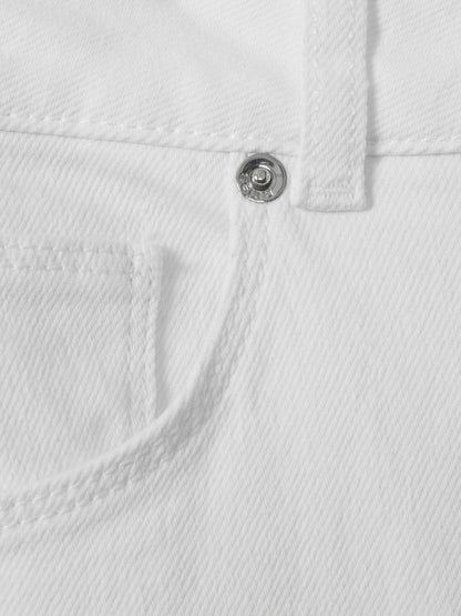 Petite Mid-Rise Straight-Leg Jeans in White Women | Reiss