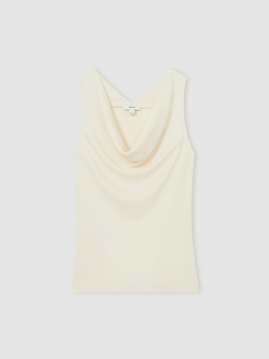 Ribbed Cowl-Neck Vest in Ivory Women | Reiss