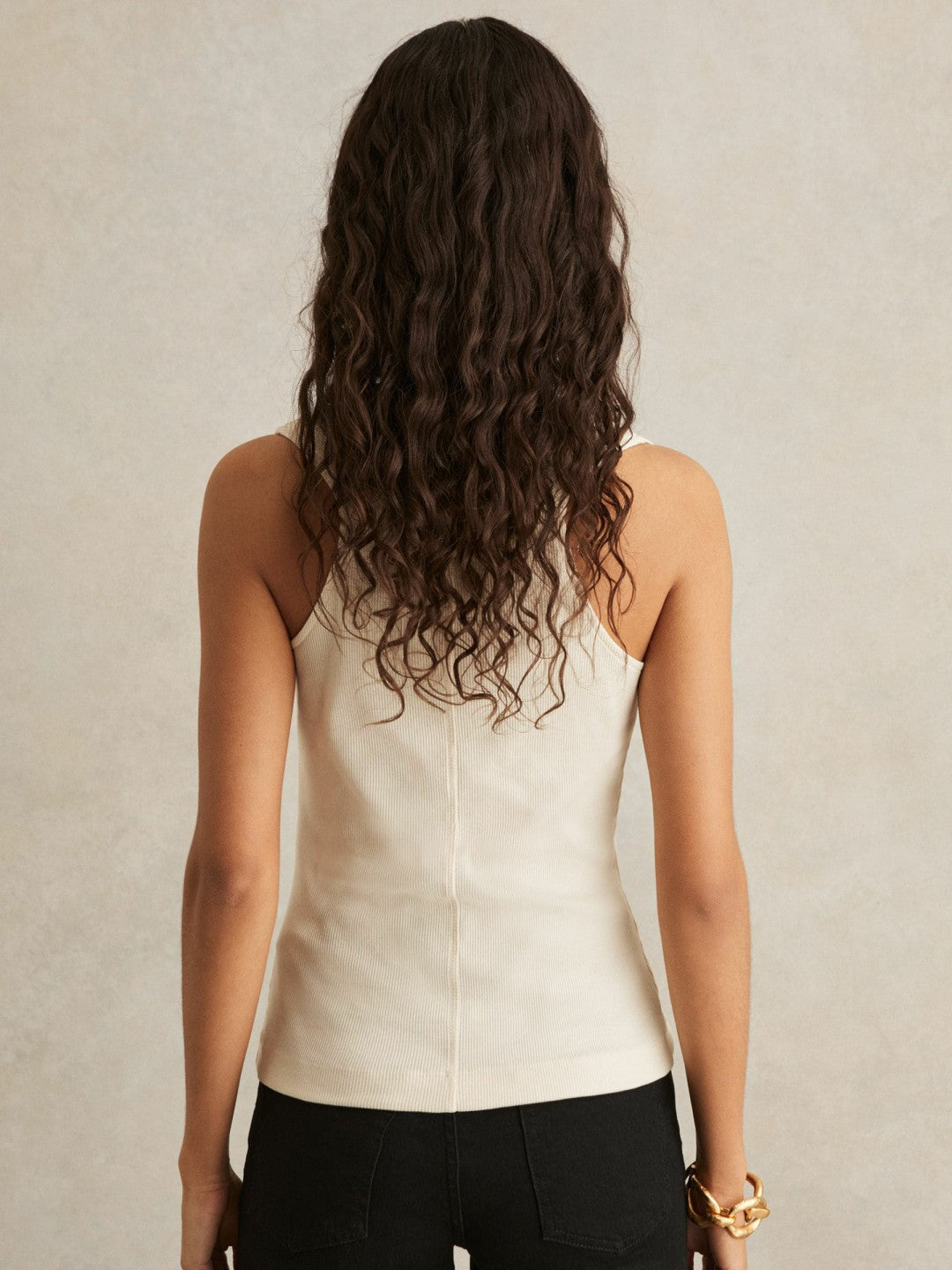 Ribbed Cowl-Neck Vest in Ivory Women | Reiss