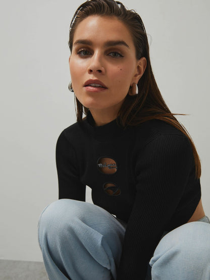 McLaren F1 Team Cut-Out Knit Crop Top in Black Women | Reiss