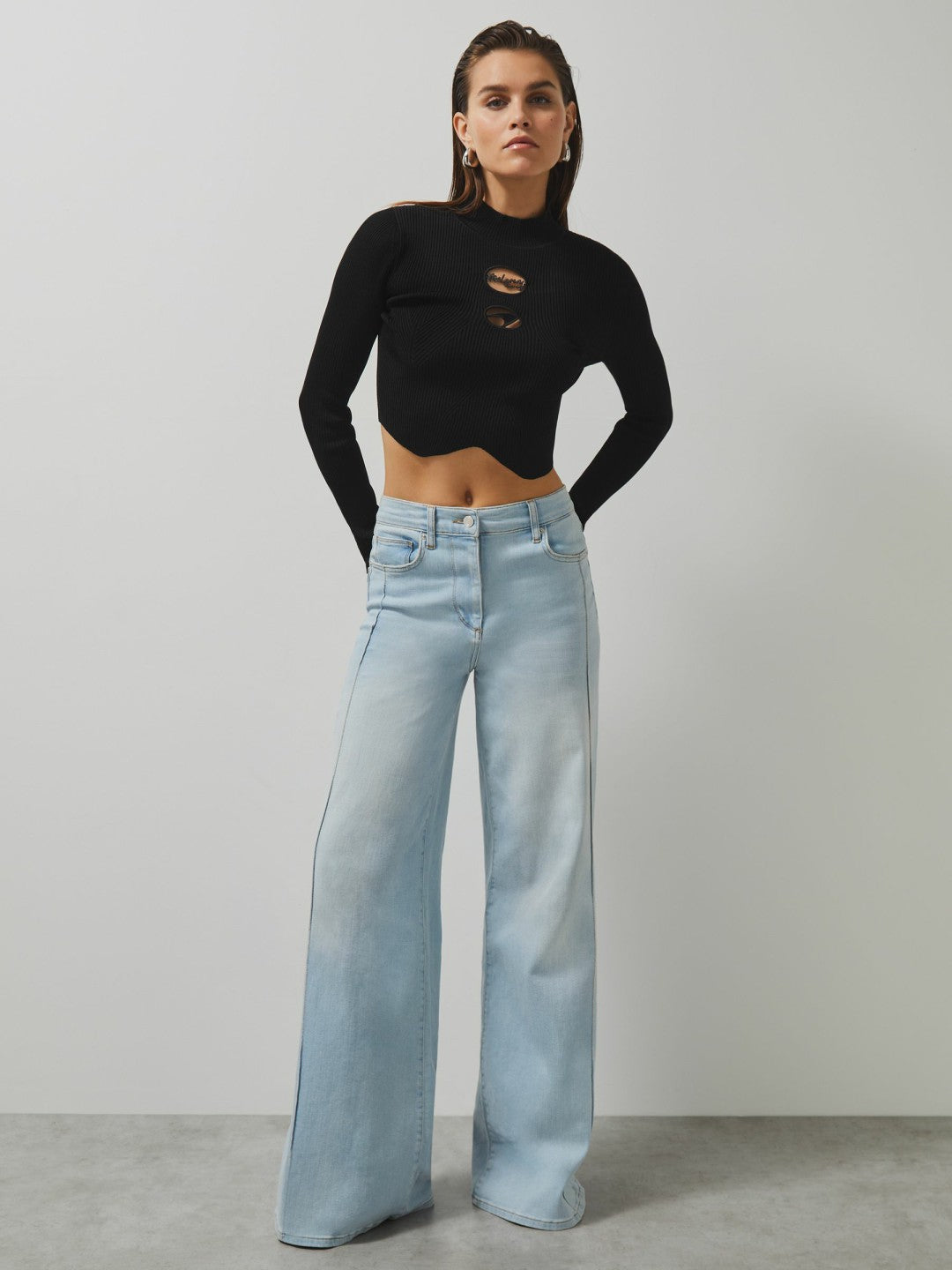 McLaren F1 Team Cut-Out Knit Crop Top in Black Women | Reiss
