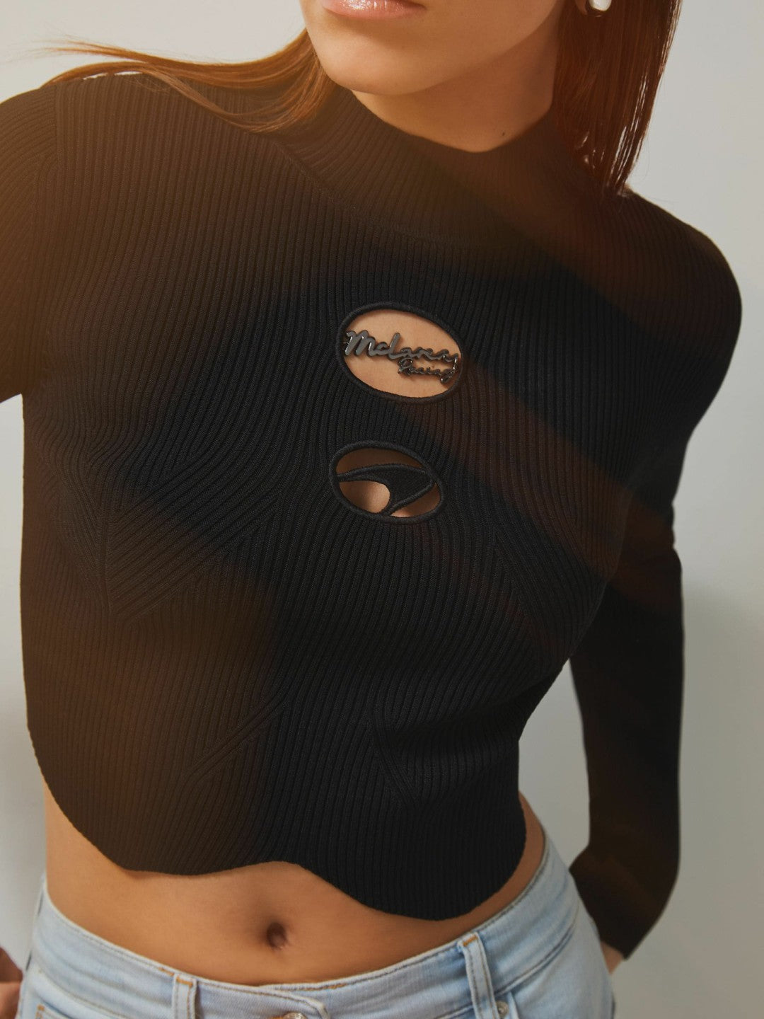 McLaren F1 Team Cut-Out Knit Crop Top in Black Women | Reiss