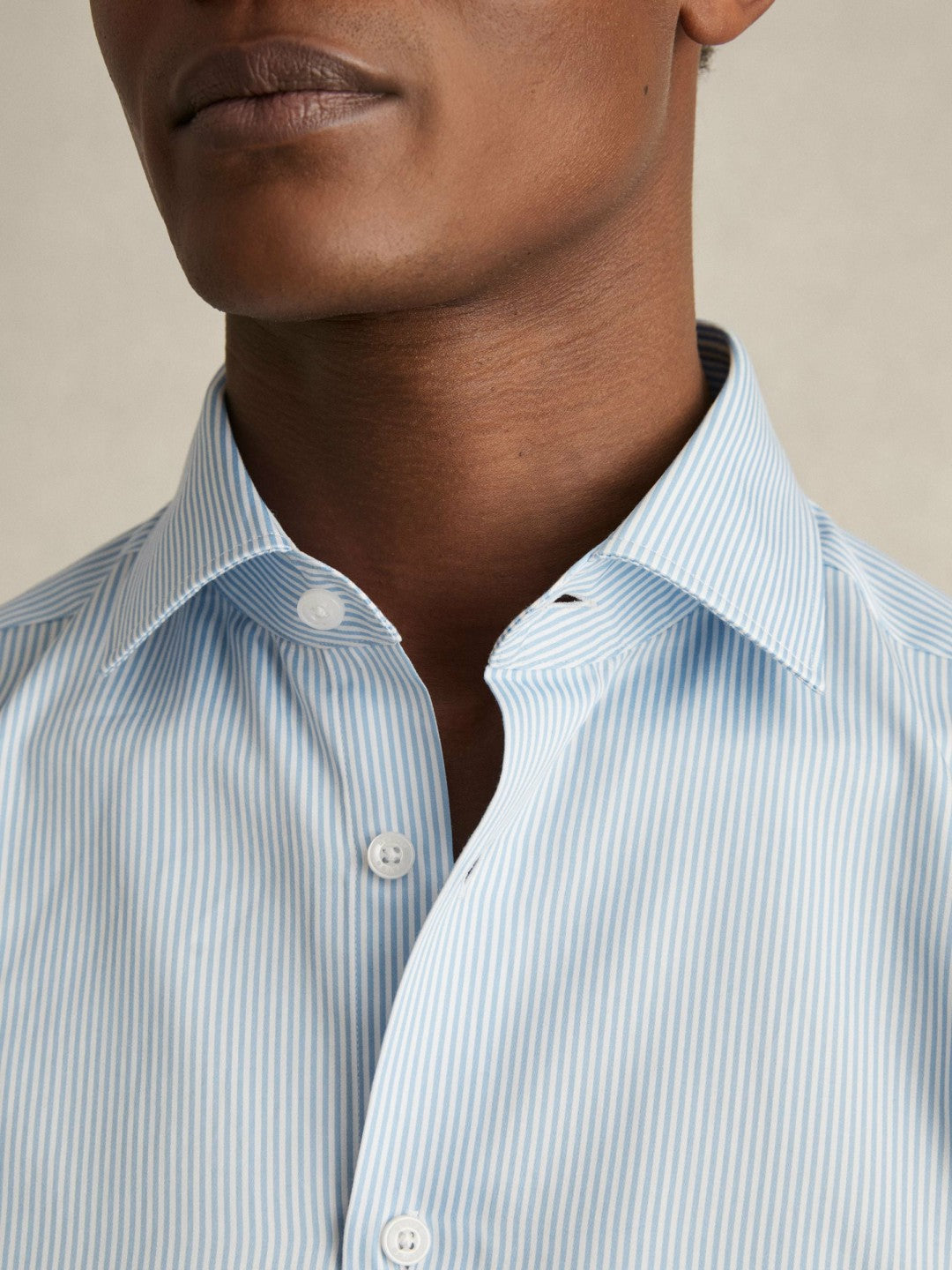 Regular Fit Cotton Sateen Shirt in Blue Stripe Men | Reiss