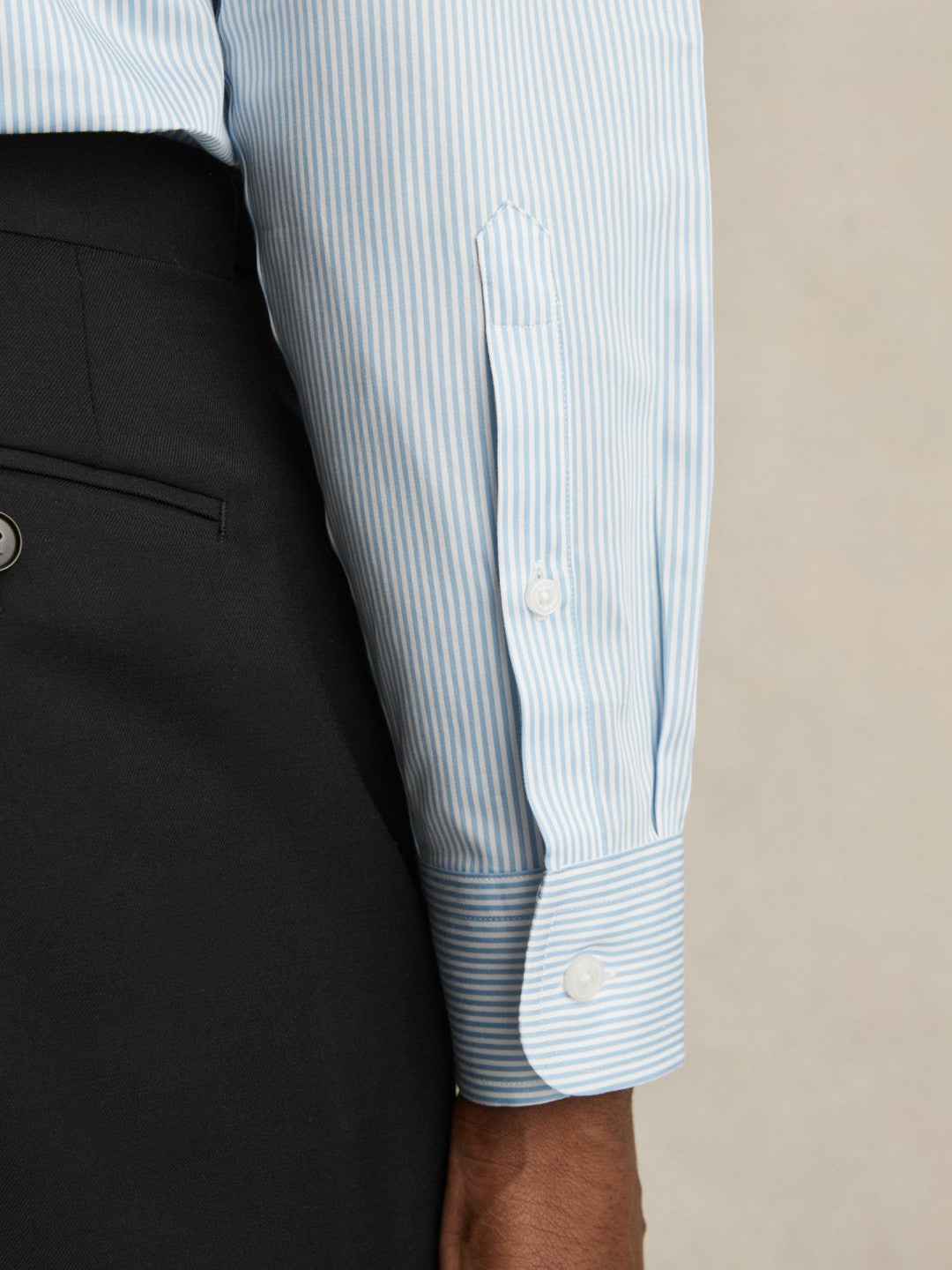 Regular Fit Cotton Sateen Shirt in Blue Stripe Men | Reiss