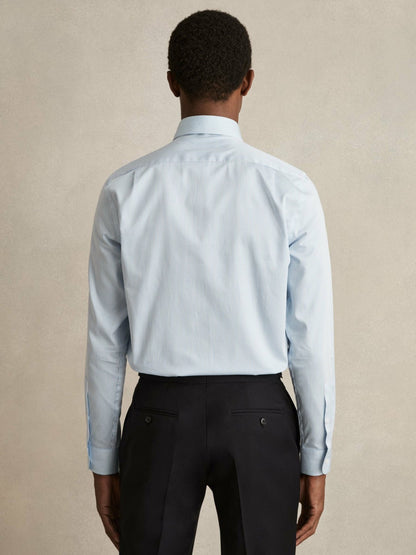 Regular Fit Cotton Sateen Shirt in Blue Stripe Men | Reiss