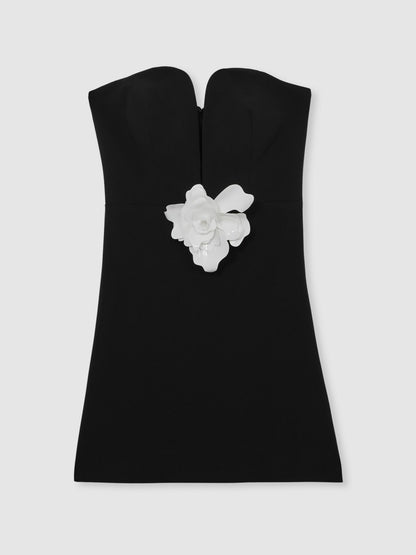 Halston Strapless Fitted Mini Dress in Black Women | Reiss