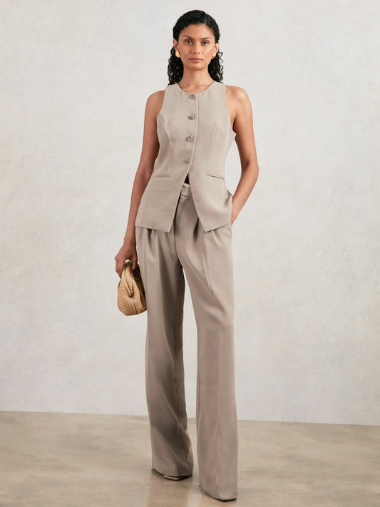 Good American Tailored Trousers in Beige Women | Reiss