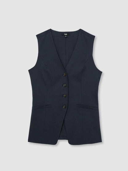 Paige Button-Through Vest in Dark Ink Blue Women | Reiss
