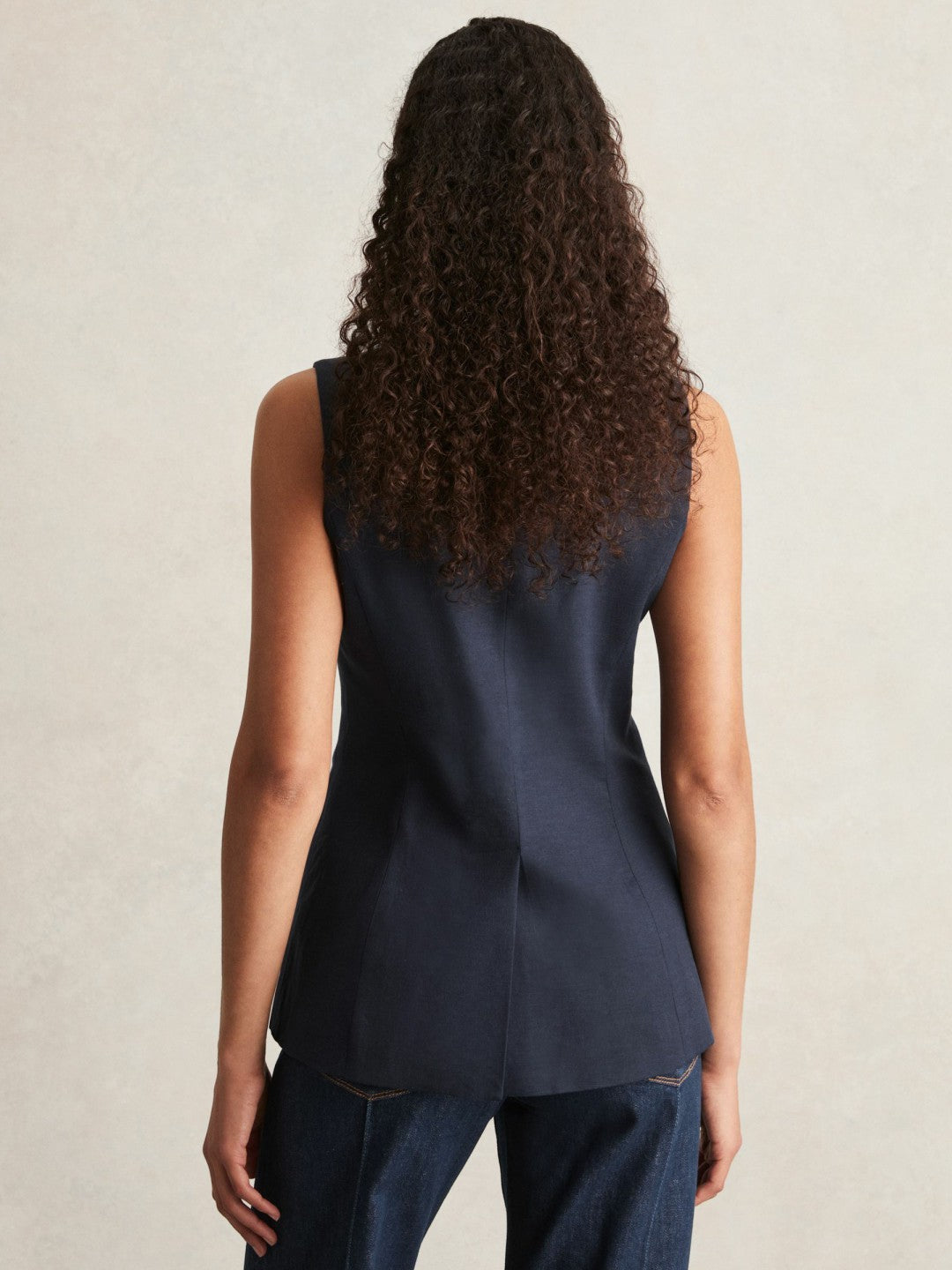 Paige Button-Through Vest in Dark Ink Blue Women | Reiss