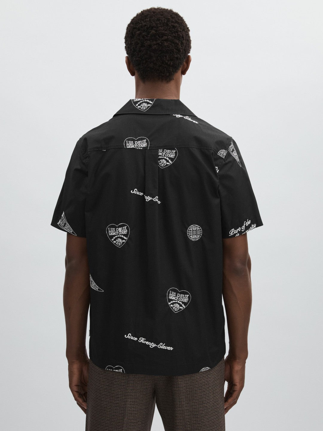 Les Deux Cotton Embroidered Shirt in Black Print Men | Reiss