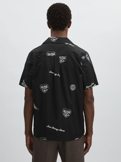 Les Deux Cotton Embroidered Shirt in Black Print Men | Reiss