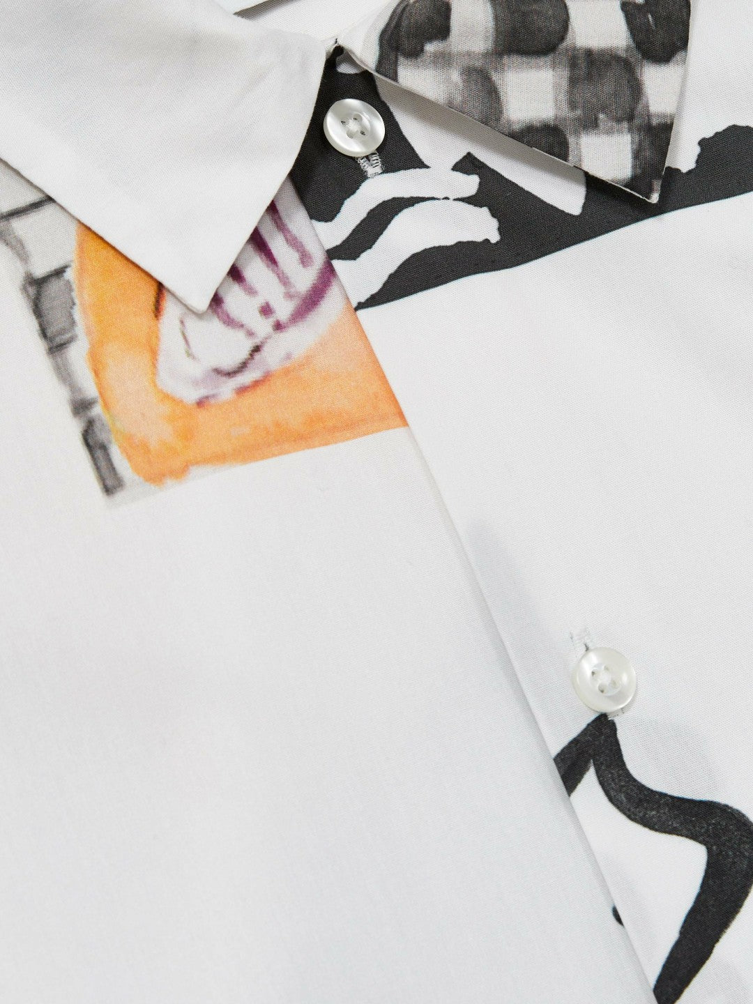 Les Deux Cotton Graphic-Print Shirt in Ivory Print Men | Reiss