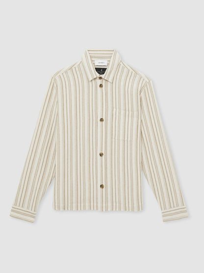 Les Deux Cotton-Blend Stripe Overshirt in Ivory Men | Reiss