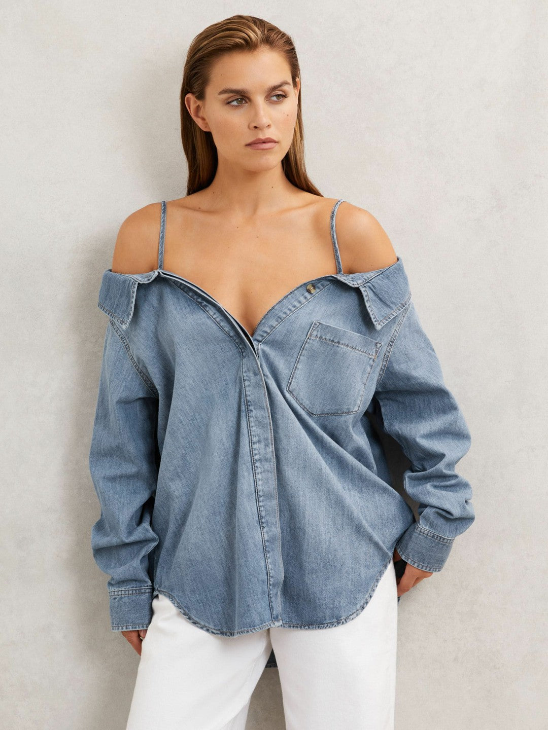 100% Cotton Shirt in Indigo Blue Women | Reiss