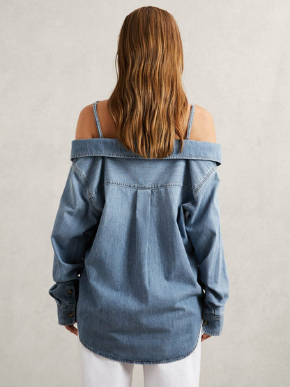 100% Cotton Shirt in Indigo Blue Women | Reiss