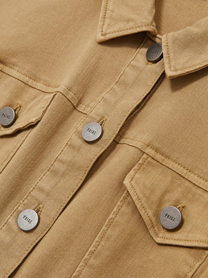 Paige Fern Beige Denim Button Through Mini Dress in Fern Beige Women | Reiss