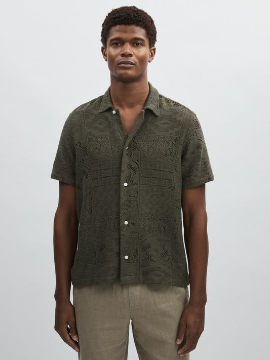 Les Deux Blend Lace Shirt in Olive Green Men | Reiss