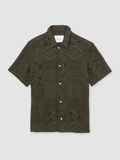 Les Deux Blend Lace Shirt in Olive Green Men | Reiss