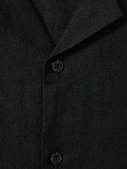 Linen Cuban-Collar Shirt in Black Men | Reiss