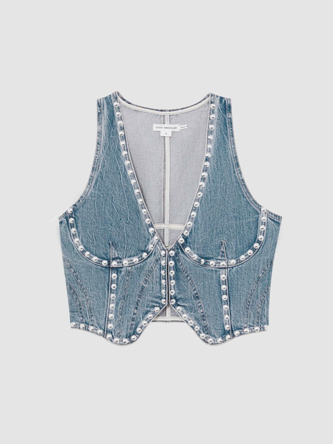 Studded Denim Vest in Indigo Blue Women | Reiss