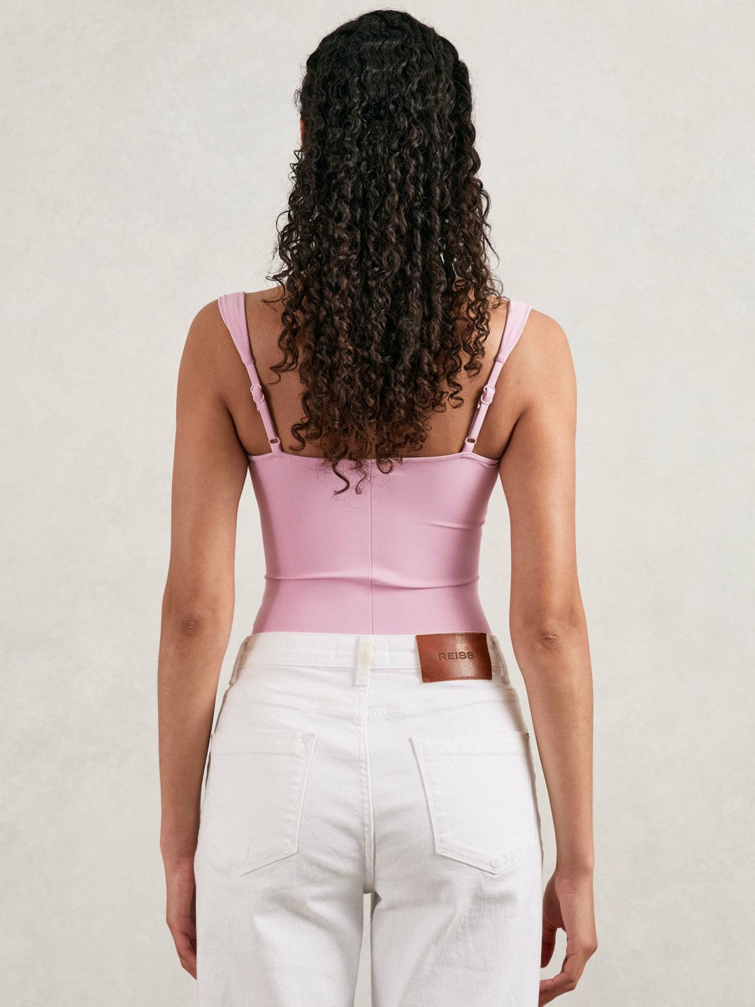 Good American Scuba Sweetheart Bodysuit in Light Pink Women | Reiss