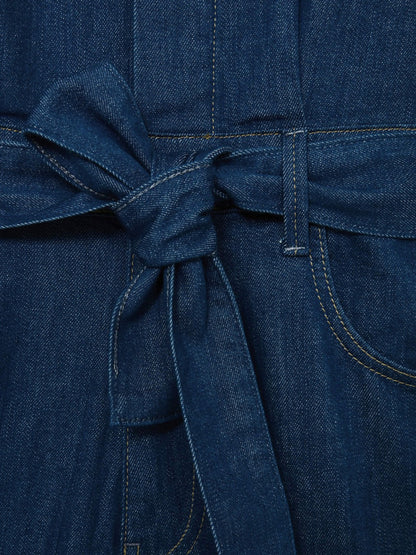 Paige Maraya Blue Wide Leg Belted Denim Jumpsuit in Maraya Blue Women | Reiss