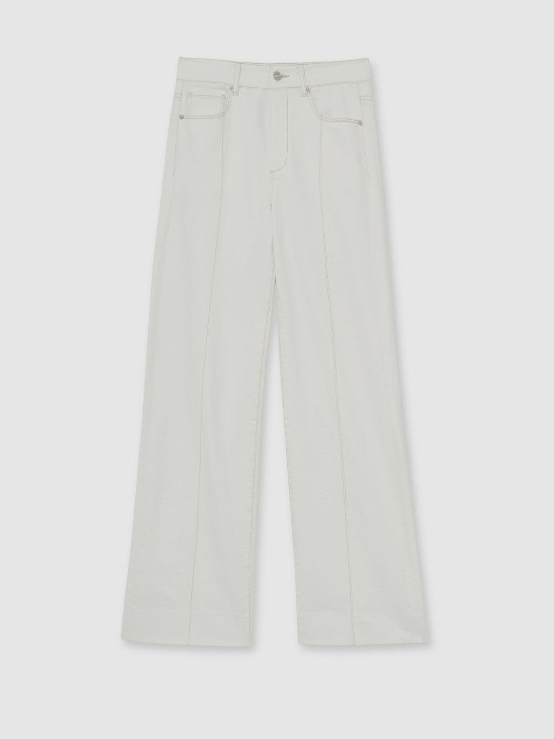 Paige Ecru Wide Leg Pintuck Jeans in Ecru Women | Reiss