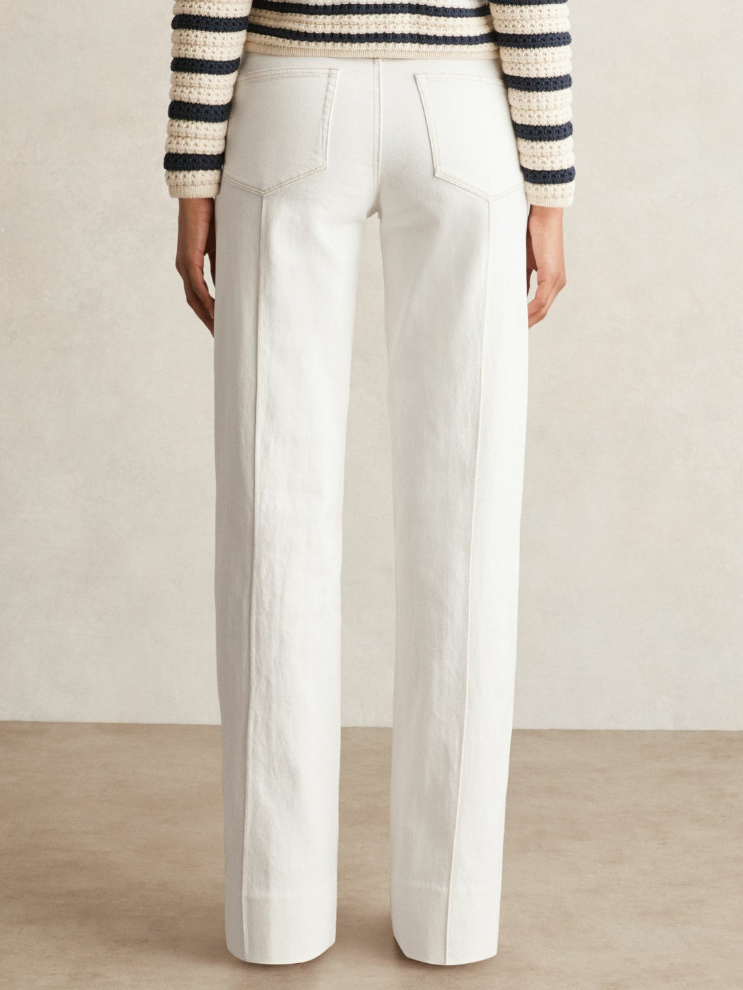 Paige Ecru Wide Leg Pintuck Jeans in Ecru Women | Reiss