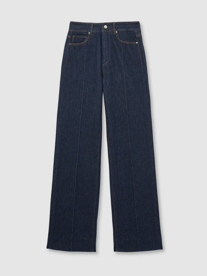 Paige Wide Leg Pintuck Jeans in Anais Blue Women | Reiss